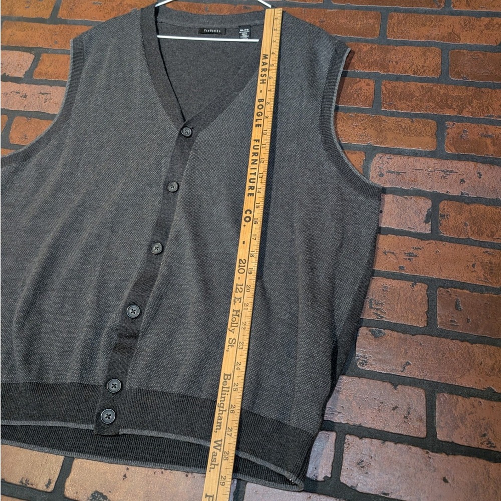 Van Heusen Men's XL Button Front Knit Sweater‎ Vest Electric Grandpa Cotton - Picture 6 of 10